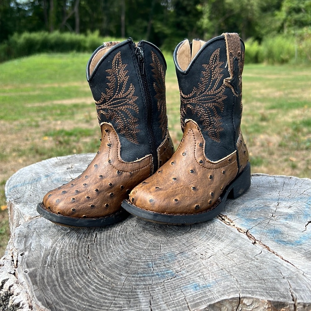 Roper Cowboy Boots, size 7, blue/brown